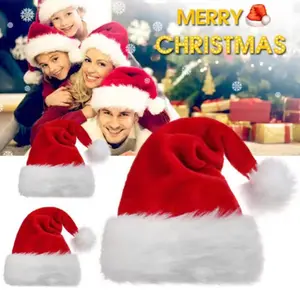 Christmas Decoration Atmosphere Hat, Thick Short Cap, Santa Claus Hat for Adults, Long Plush Crown Cute Christmas Hat, Party Favor, Party Event Props