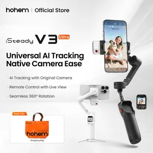 hohem iSteady V3 Ultra NEW Gimbal,Detachable Touchscreen Remote,Advanced AI Tracking with any App,360° Infinite Pan Tracking,Select People&Obeject on Touchscreen to Track,3-Color Fill Light,3-Axis Stabilization