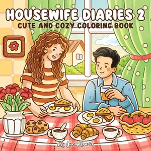 Housewife Diaries 2: A Cute and Cozy Coloring Book for Adults & Teens – 45 Hygge-Inspired Nostalgic Scenes Featuring 7 Charming Characters