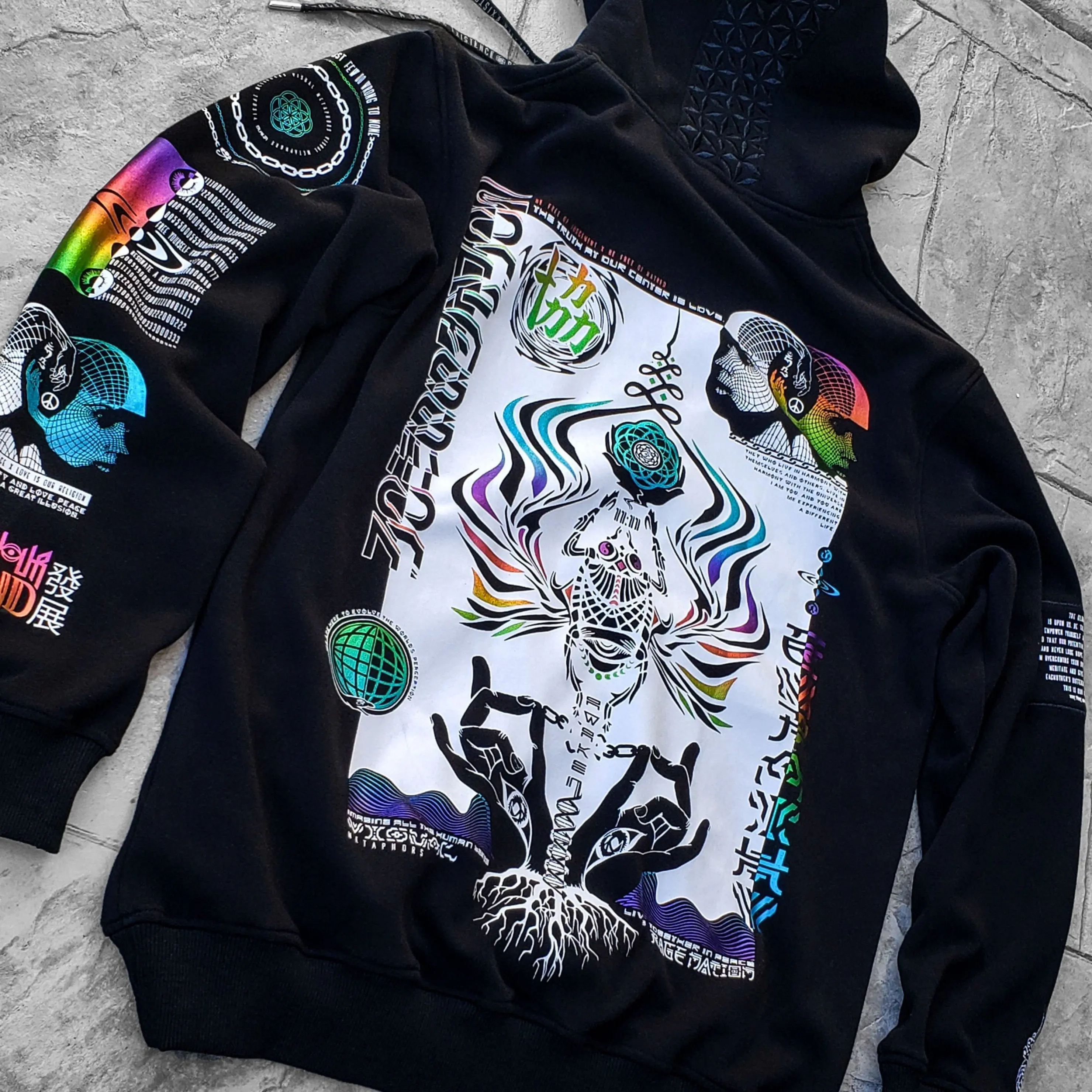 VỊSṲ∆Ɫ МЄ†∆ⱣῌØRS V2• Spectrum Ink • Luxury Fabric Hoodie // Festival Hoodie w/ Hidden Pocket // Sacred Geometry Hoodie // Streetwear