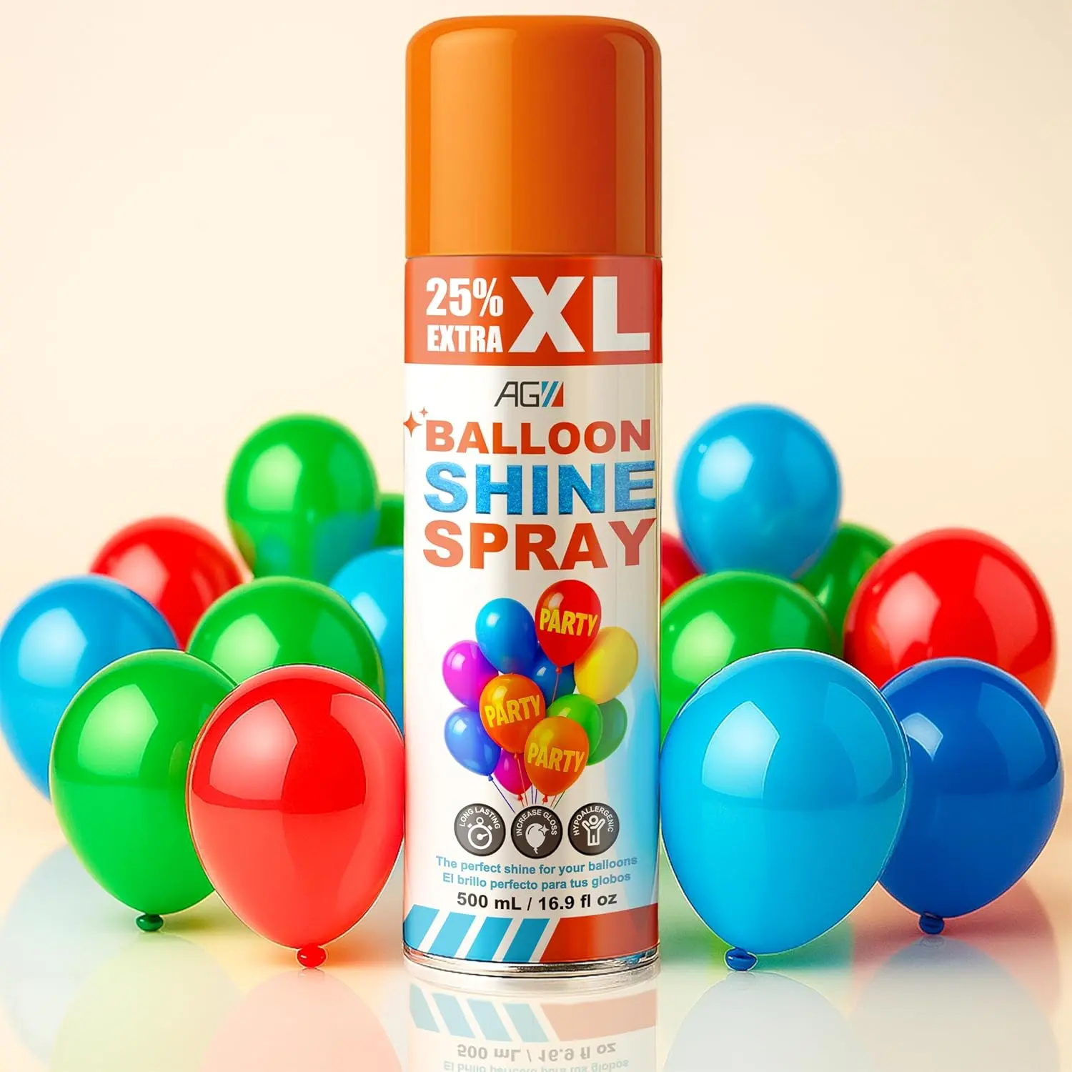 1-Pack Balloon Shine Spray (16.9 fl oz) - High Gloss Finish for Latex Balloons, Instant Long-Lasting Shine, Odorless, No Towels/Gloves Needed, Indoor-Outdoor Use for Weddings & Parties, Wedding