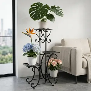 4/6 Tiers Indoor Outdoor Metal Plant Stand Multi Plants Flower Shelf Rack for Patio Garden Living Room Bedroom Balcony
