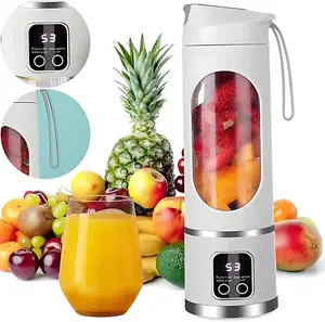 Portable personal electric blender, 450 ml smoothie and ice shake blender, 12 blades, USB rechargeable mini blender; drink container: water bottle, travel cup, washable, reusable, compact and convenient, multifunctional—Father’s Day gift