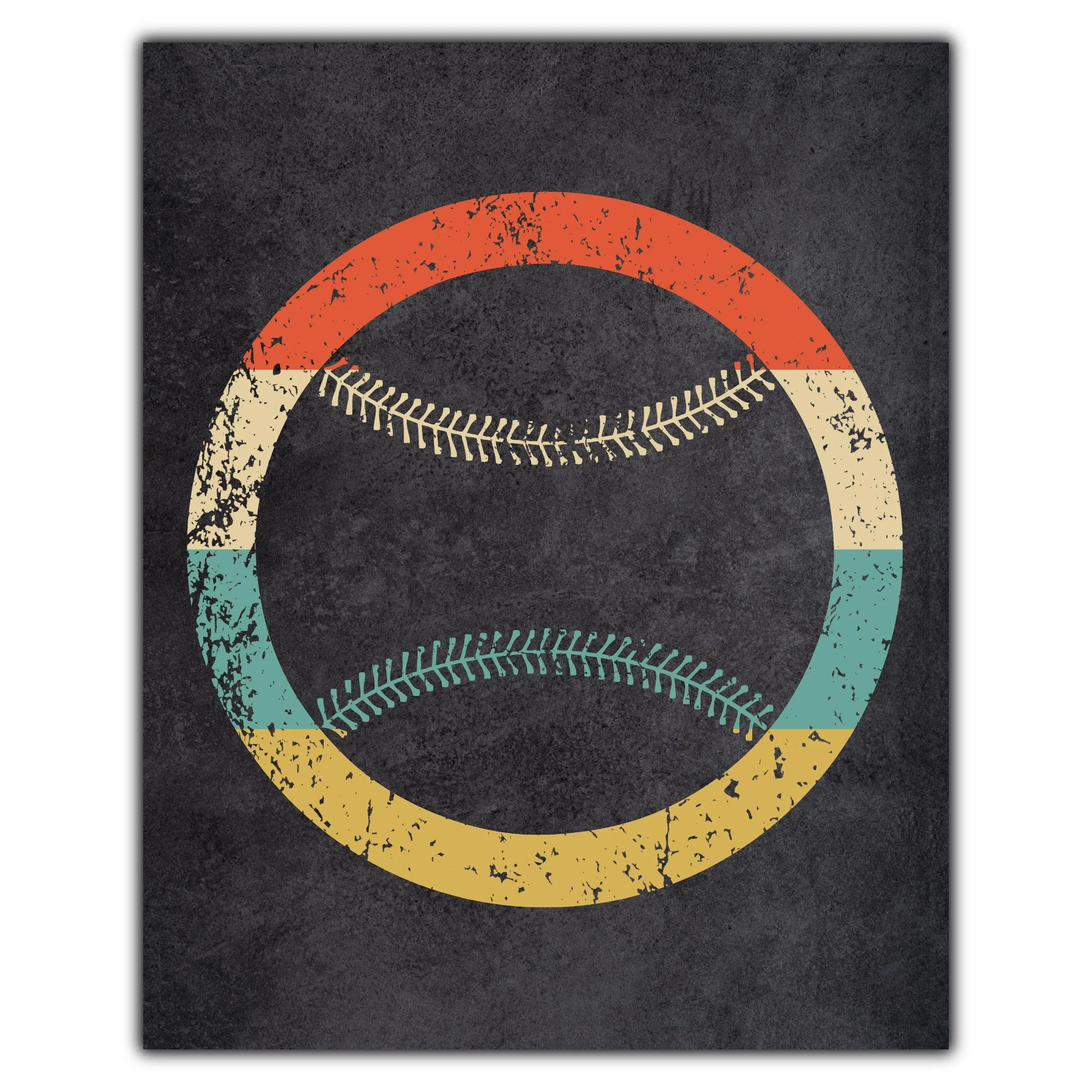 Baseball Softball Sports Icon Retro 8"x10" Wall Art Print