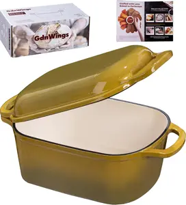 4.6 Quart Dutch Oven for Sourdough Bread Baking, Combo Oval Enameled Cast Iron Bread Pan with Lid, Bread Dutch Oven for a Crispy Crust, Olive