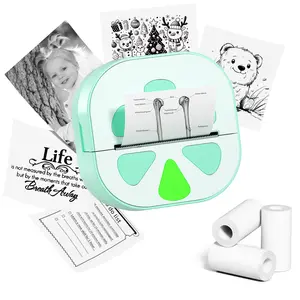 NDYIN D20 Inkless Mini Portable Thermal Printer,Sticker Printer,Bluetooth Thermal Sticker Maker Machine with 3 Rolls Paper