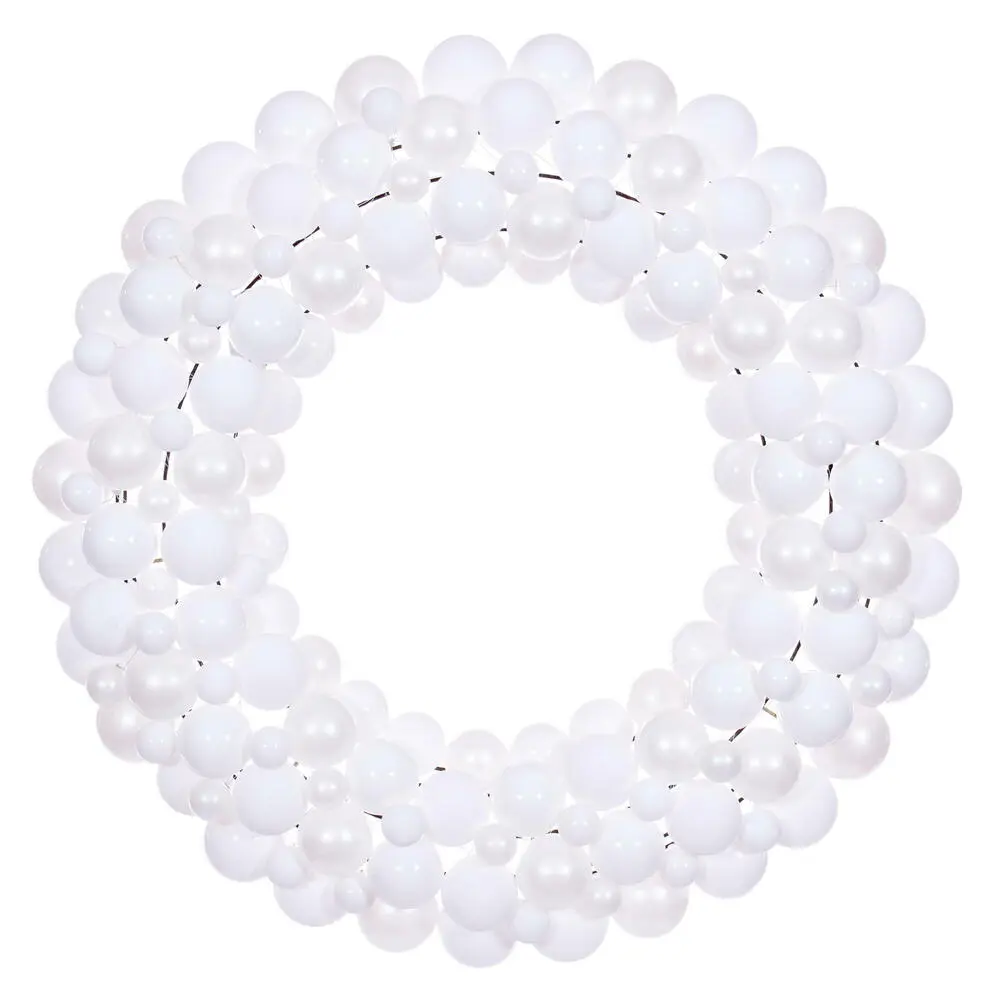 212 MAIN 30 in. White Polystyrene Ball Wreath - Decorative Home Supplies, Mixed Sizes Ornaments for Home Party Decorations