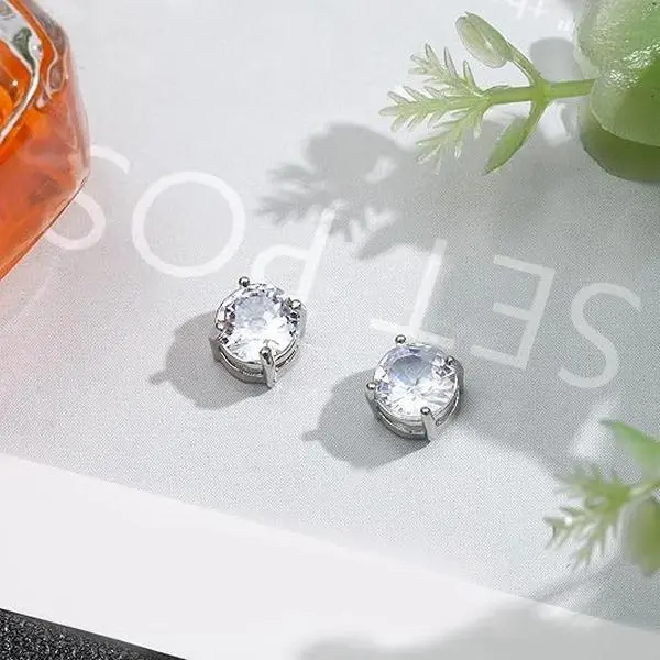 Men's Magnetic Ear Studs Set - 2 Pairs Non-Piercing Stainless Steel Square Earring, Hypoallergenic 5-8MM, Strong Magnet, Easy To Wear, Cubic Zirconia Sparkling Ear Jewelry