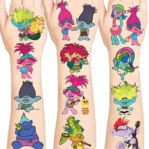5 Sheets Trolls Cartoon Movie Waterproof Olive Temporary Tattoos for Hand and Face, Skin Safe Party Favors, Removable Decoration Stickers, Gifts for Fans Case tattoo temporary pink tattoos ink box waterproof tattoo black work tattoos smiley tattoo