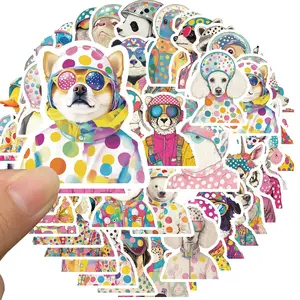 Pop Art Style Animal Pattern Sticker, 50pcs/set Colorful Vinyl Waterproof Sticker, Decorative Sticker for Water Bottle, Laptop, Sticker Sheets