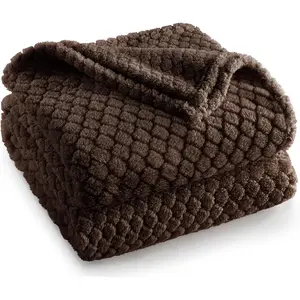 Fleece Throw Blanket for Couch and Bed,Extra Soft Warm Decorative Fuzzy Throws for Women,Lightweight Cozy Blankets Size 50x60 Inches, Coffee