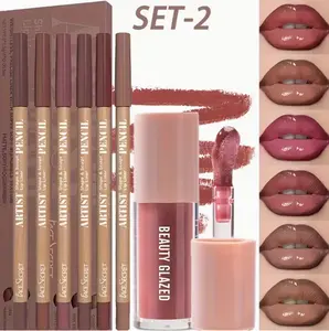 7 Pieces Moisturizing Shiny Lip Glaze & 6 Piece Lipstick Pen Set for Hydrated Lips Dual Lip Moisture Versatile Makeup Hydrating Glossy