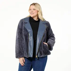 Iman Global Chic Reversible Faux Fur to Faux Leather Jacket
