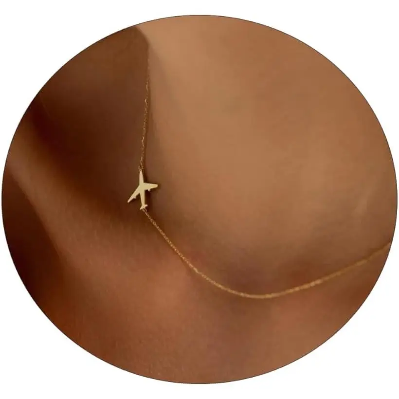 Necklace for Women, Dainty Airplane/Swallow/Lightning Necklace Sideways Necklace Pendant Trendy Adjustable Chain Simple Choker Everyday Gifts