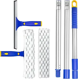 Telescopic Window Cleaning Kit with Rotating Squeegee & Microfiber Pads – Extendable Glass Cleaner 45–73 Inches