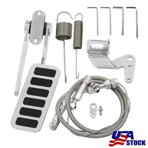 Street Hot Rod Aluminum Universal Gas Pedal + 24" SS Throttle Cable & Spring Set