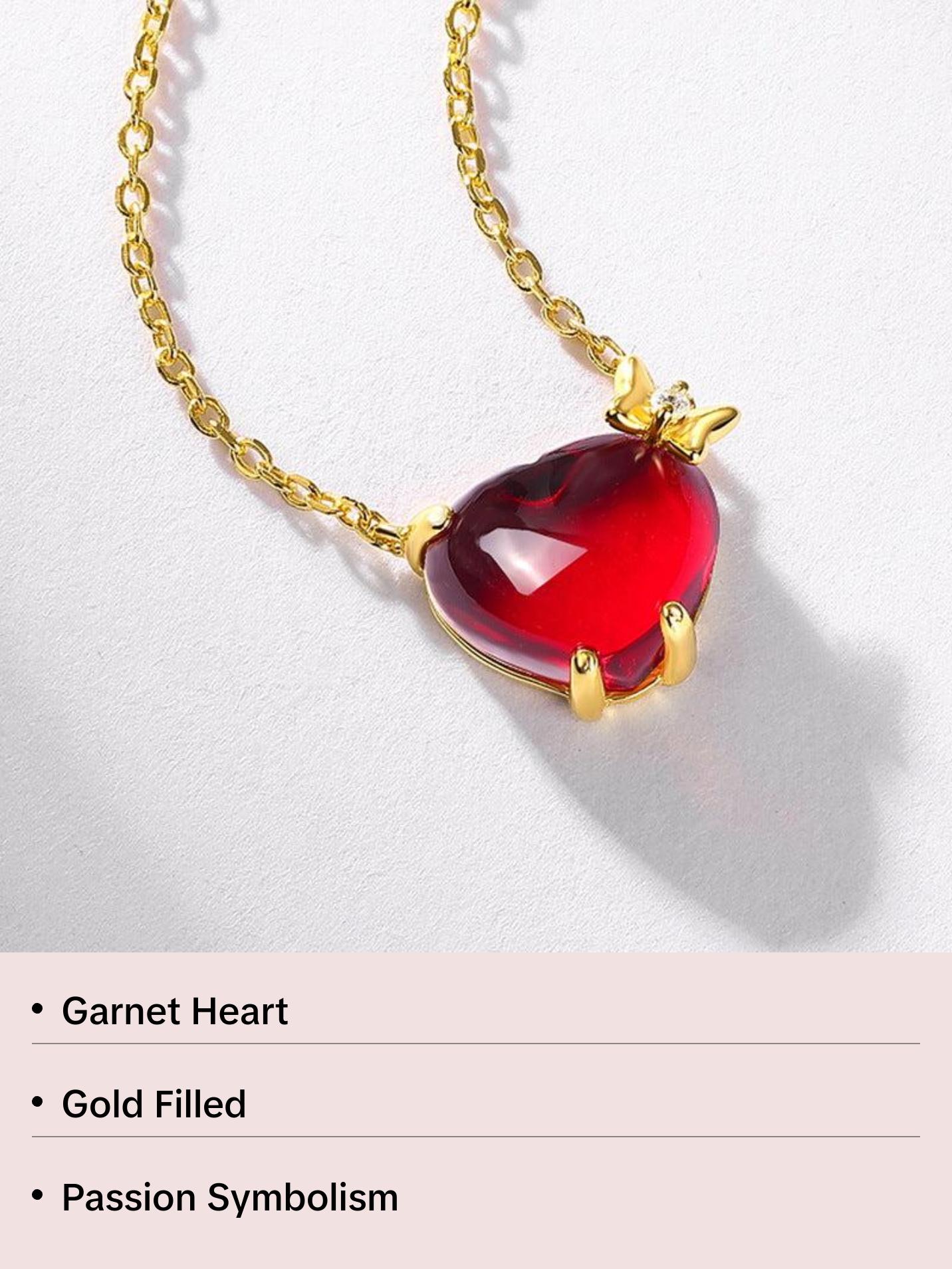Garnet Heart Pendant Necklace