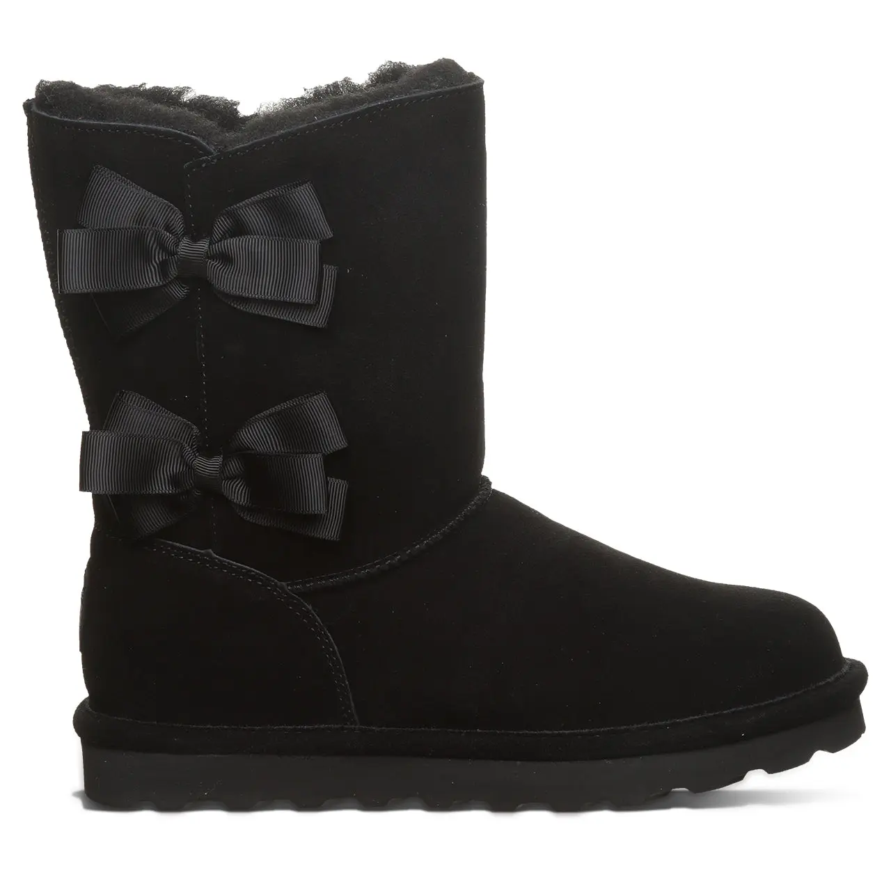 BEARPAW Zaria Women's Satin Bow Suede Winter Boots - Black