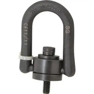 American Drill Bushing 400 kgs. Load Capacity, 58.2 mm Wide x 82 mm High x 38-1/2 mm Opening, Extra Duty Center Pull Hoist Ring M8 x 1-1/4 Thread Size, 16 mm Thread Length, 16-1/2 mm Radius, 11.1 mm Pin Length 34212