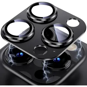 Tempered Glass Phone Lens Protector, 1 Set Camera Lens Protector, Phone Accessories Compatible with iPhone 16 Pro/iPhone 13 Pro Max, Cover, Black, Screen Protector, Phone Case, Protective, Shockproof, Casing, Protection, Cellphone