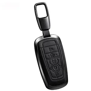 For Key Fob Cover Leather Car for 2017-2024 Bronco Escape Mustang Explorer F150 F250 F350 Key Protective Case-FTK1 Truck Accessories