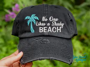 No One Likes a Shady Beach Hat | Distressed Baseball Cap OR Ponytail Hat | Vacation Cap, Girls Trip Hat, Bachelorette Hats