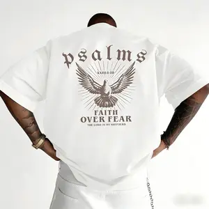 Faith Over Fear T-Shirt With Psalm 93 4 Design Loose Fit Crew Neck Short Sleeve For Men Casual Wear Sports Fan Gift In Glossy Black