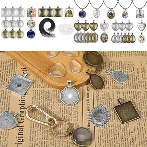 90PCS Pendant Tray Set Includes Bezel, Glass Cover, Necklace Rope and Bundle Pocket, Which Can Be Used To Make Pendant Bracelets, Key Chains and Jewelry DIY