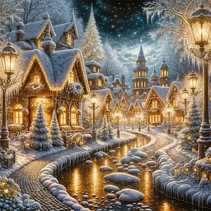 Diamond Mosaic House Pattern For Adults Beginners Painting Winter Landscape New Arrival DIY Diamond Art DIY Embroidery Christmas Gifts Embroidery Kit