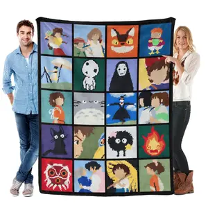 Studio Ghibli Anime Blanket Soft Funny Throw Blanket Cozy Lightweight Plush Portable Cover Blanket For Sofa,Warm Gift For Birthday,Christmas,Multiple Blanket