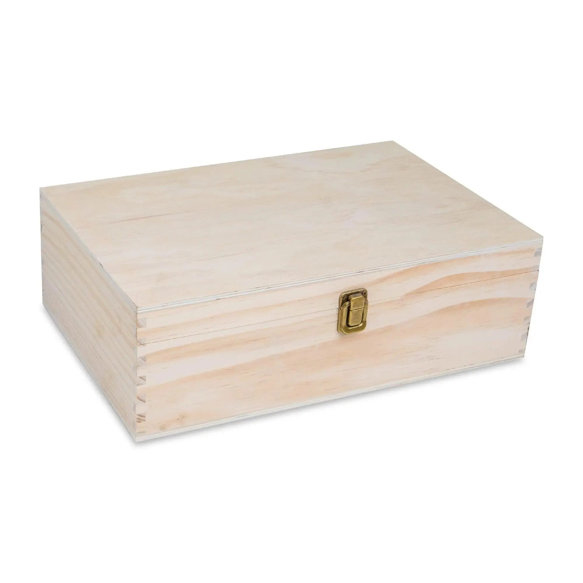 makerflo XL Pine Wood Memory Box with Black Felt Inside, Hinged with Clasp, Keepsake Wooden Box Ideal for Craft and Personalization (Laser Engraving, Epoxy, UV DTF, and Vinyl)
