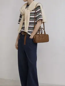 Pre-owned miu miu leather Top Handle Bags MiuMiu Arcadie Matelasse Mini Top Handle Bag Cognac