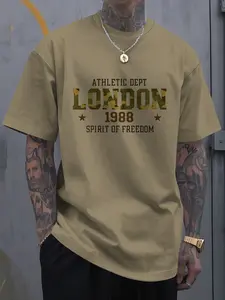 London 1988 Retro Short Sleeve T-Shirt, Men's Loose Fit Sportswear, Casual Graphic Print Top, Available in Multiple Colors