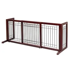 【Summervibes】Ubesgoo 4-Panel Pet & Kids Safety Gate (Pine + Iron) - Adjustable, Coffee/White/Black, Universal Durable Frame with Rubber Feet, Indoor & Outdoor Use