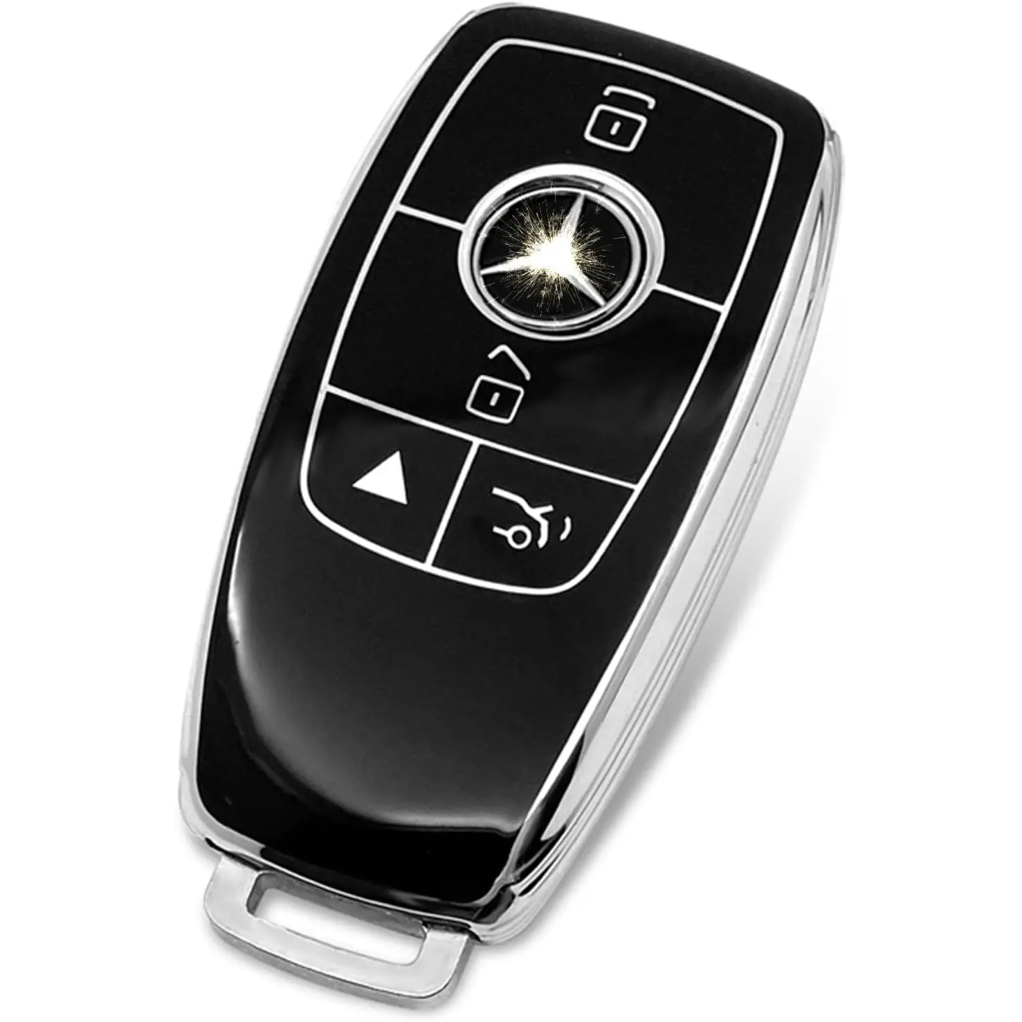 Suitable For Mercedes Benz keys.Advanced soft TPU key Cover is compatible with C E R S G S CLS CLK GLC ML GLE GLS SL SLR Maybach McLaren AMG Smart Remote Key (Type B Black Key Case)