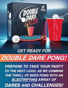 Double Dare Pong Game - Beer Pong with 3 Types of Dare Levels (choose your level) - Waterproof Cards - Add to your next Beer Pong Game for Unforgettable Memories hilarious adult