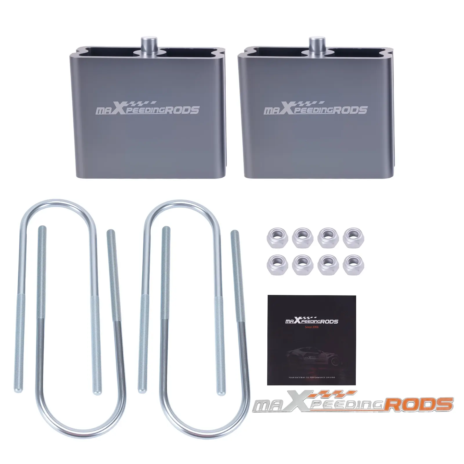 Universal Leaf Spring Lowering Block Kit 4 Drop w/ U-BoltsHardware Aluminum