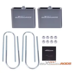 Universal Leaf Spring Lowering Block Kit 4 Drop w/ U-BoltsHardware Aluminum