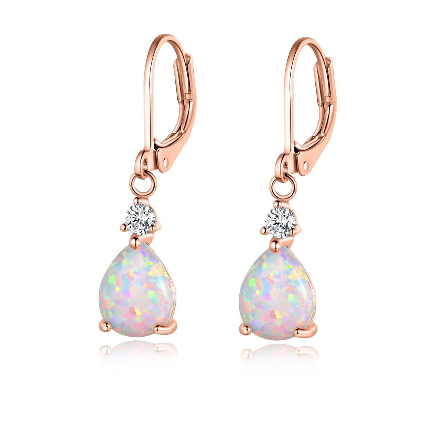 Drop-Shaped Earrings with Inlayed Gem