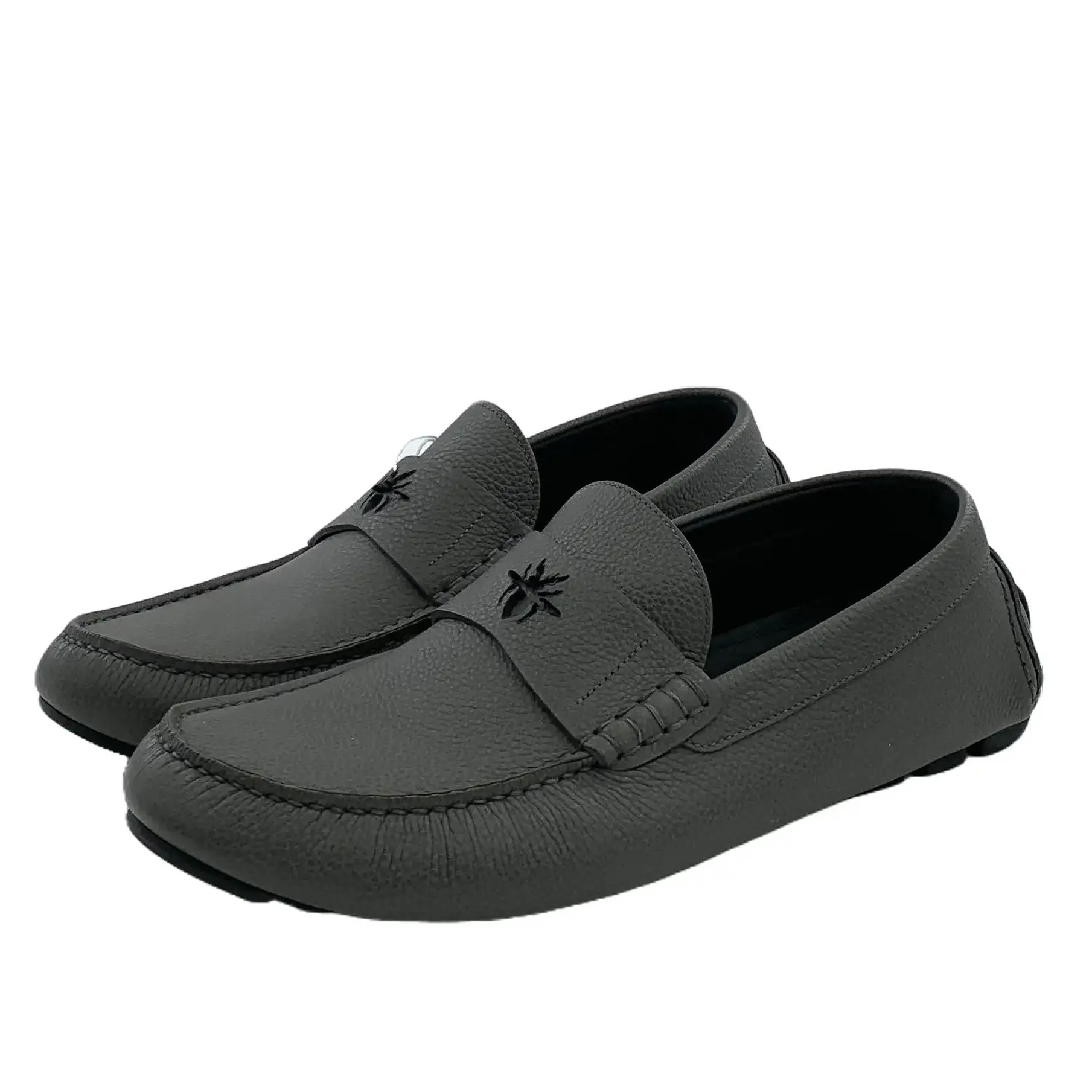 RDLT-Dior Size 42 Dark Grey Cutout Flat Shoes With Bee Logo-J37653
