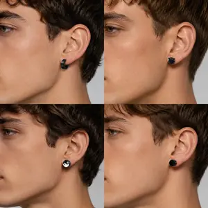 Trinckle 4 magnetic stud earrings featuring a titanium screw-back design; stackable and non-piercing (mimicking the look of a real piercing); hypoallergenic magnetic earrings suitable for men, women, and any occasion. summervibes☀️
