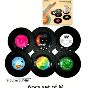 6pcs Retro Vinyl Record Coasters, Anti-Slip & Heat-Resistant CD Coasters With Gift Box, Coffee Cup Mat