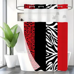 Zebra Stripe Pattern Shower Curtain, 1 Count Waterproof Bathroom Curtain with 12pcs Hooks, Bathroom Decor Supplies for Home Hotel Salon Dormitory