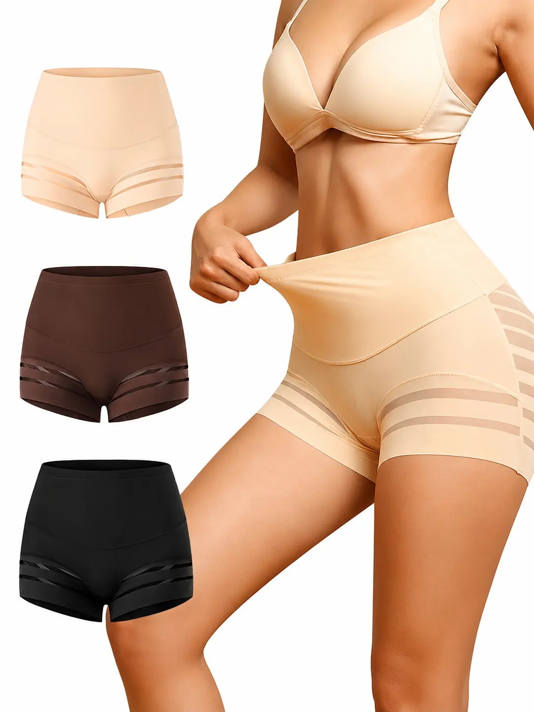 Butt-Lifting Shaping Underwear, Women's Shaping Pants, Tummy-Tucking Shaping Shorts, Comfortable Lace Underwear, Women's Clothing, Women's Lingerie, Basic Styles period waist trainers girdles for women band shapewear