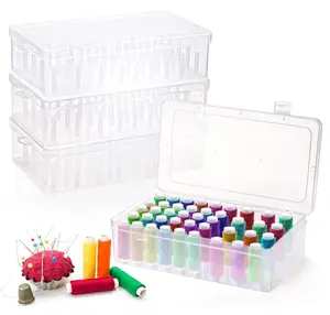 4 Pack 42 Slots Embroidery Thread Organizer, Clear Plastic Thread Spool Holder, Sewing Thread Storage for Embroidery and Sewing Threads