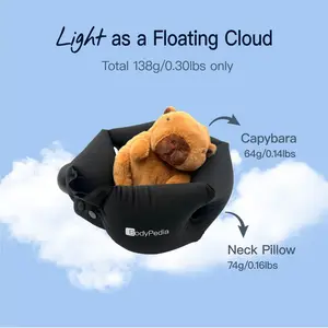 BodyPedia Capybara Inflatable Neck Pillow – Pocket-Size Travel Pillow with Ergonomic Support for Neck Pain Relief & Comfortable Sleep Anywhere