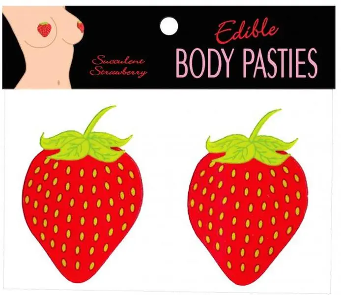 Kheper Games Edible Body Pasties - Strawberry Flavor, Red