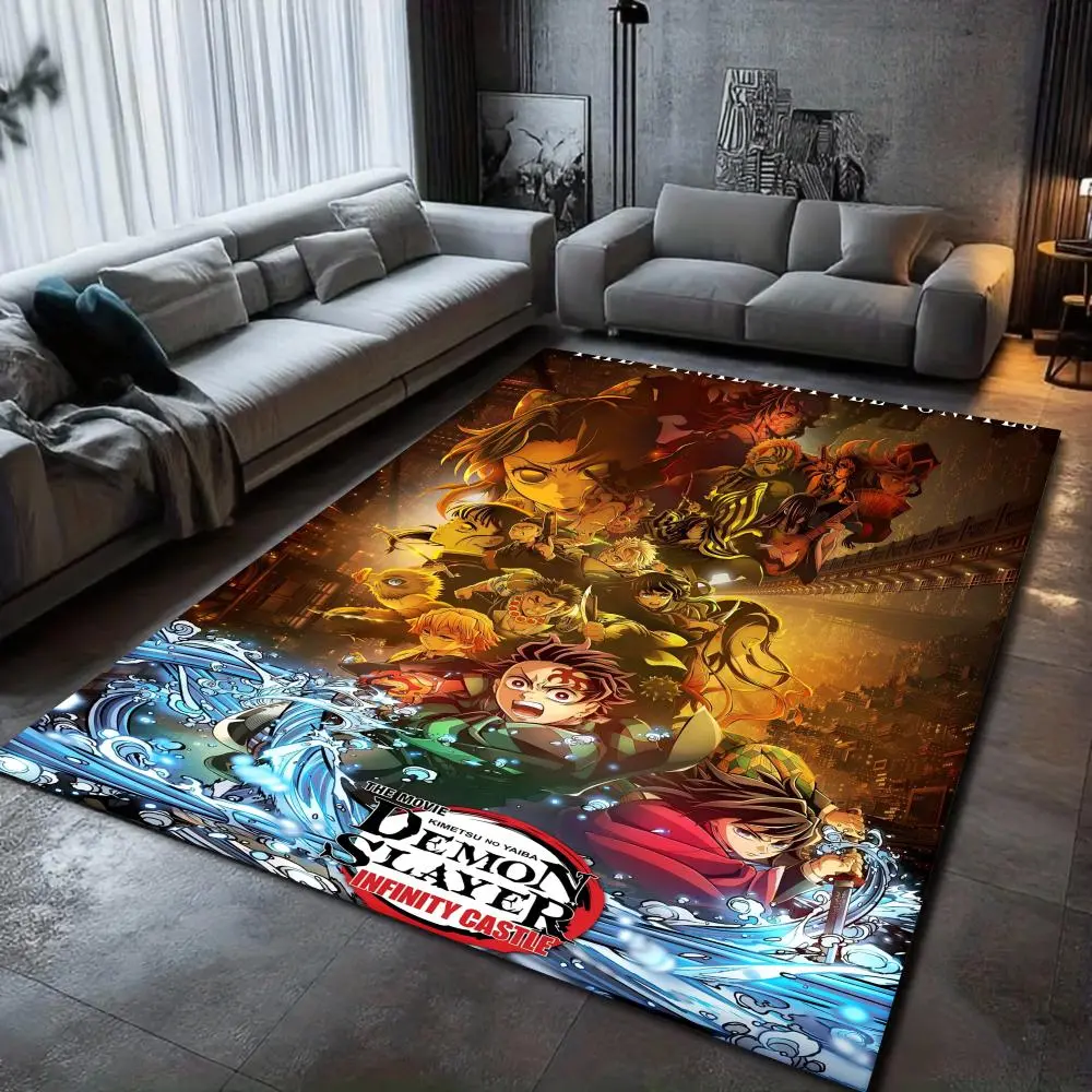 Demon Slayer Infinity Castle Art Large Faux Velvet Area Rug - Ultra Soft Plush High Density Floor Rug, Non-Shedding Durable Easy Clean Carpet, Modern Solid Mat for Living Room Bedroom Nursery, Ideal Halloween Christmas Home Decor Gift