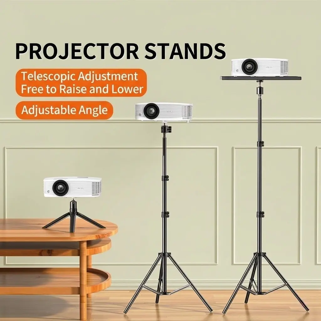 Portable Tripod with Gimbal, Compact Design, Adjustable Height Telescopic Adjustment Desktop Projector Light Stand, Home Office Dual Use, Projector Camera Accessories