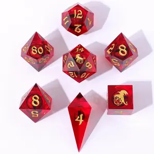 Captured Magic Beholder's Gaze Sharp Edge Liquid Core Resin Polyhedral (D&D) Dice Set (7)